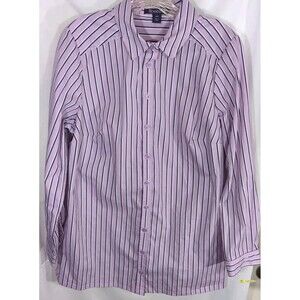 Romans Shirt Long Sleeve Womans Multicolor Pinstripe Button Up Size 16W